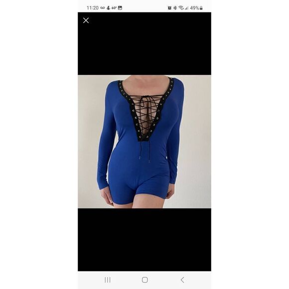NWOT  Sexy Blue Short Jumpsuit - Picture 1 of 7